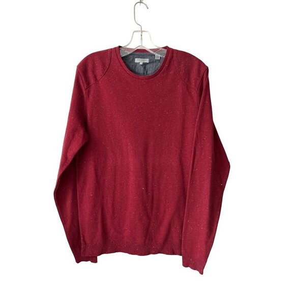 Ted Baker Size 3 (Large) Crewneck Shoulder Patch Red Cotton Heather Sweater - Picture 1 of 8